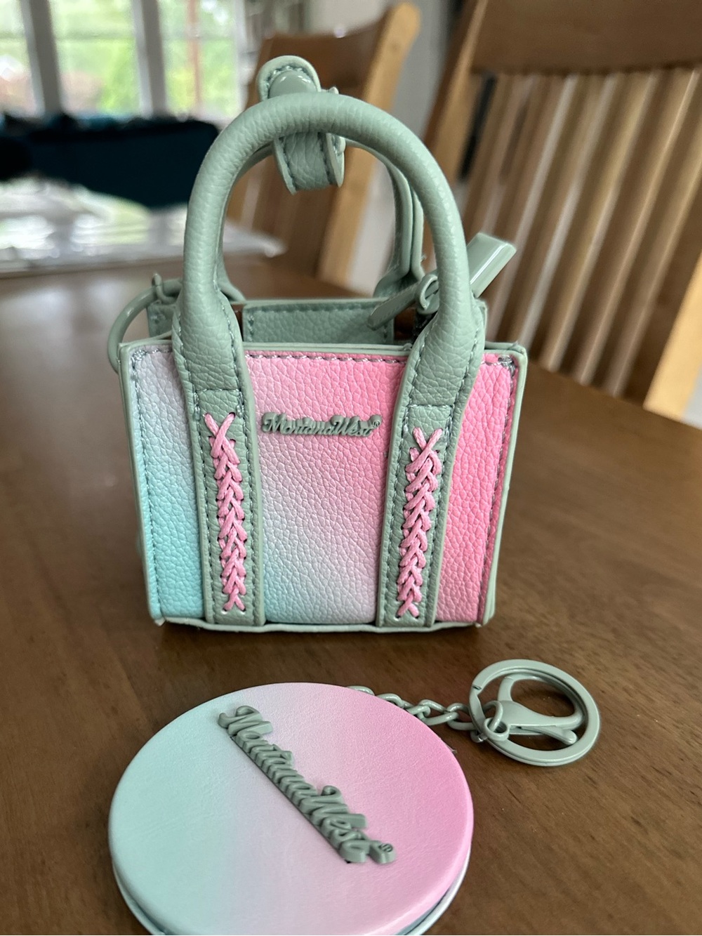Montana west  Pastel Mint and Pink Gradient Mini Tote Keychain